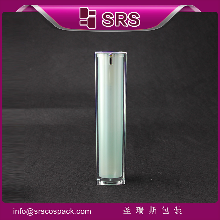 A050 green 15ml 30ml 50ml pump square acrylic airless packaging