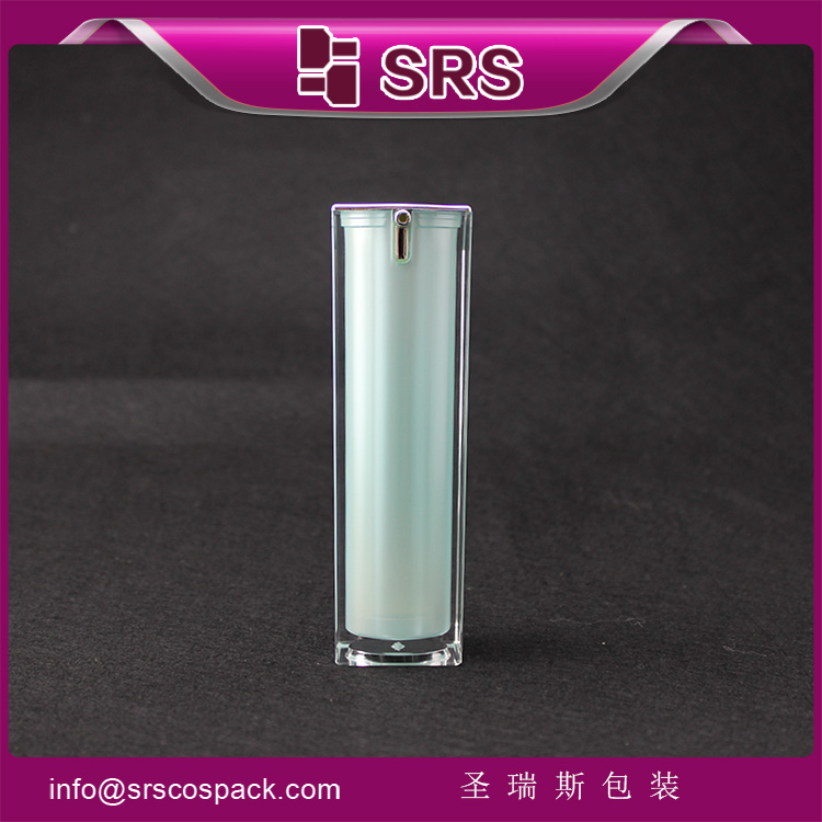 A050 green 15ml 30ml 50ml pump square acrylic airless packaging
