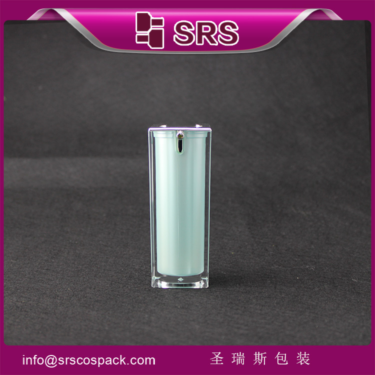 A050 green 15ml 30ml 50ml pump square acrylic airless packaging