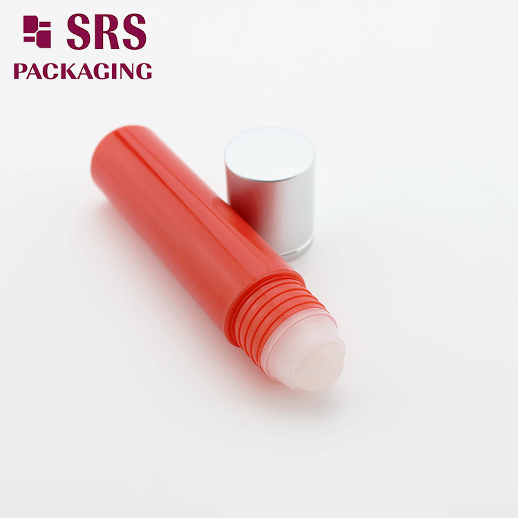 Glossy Red 30ml Plastic Hair Serum Bottle with Roller Ball