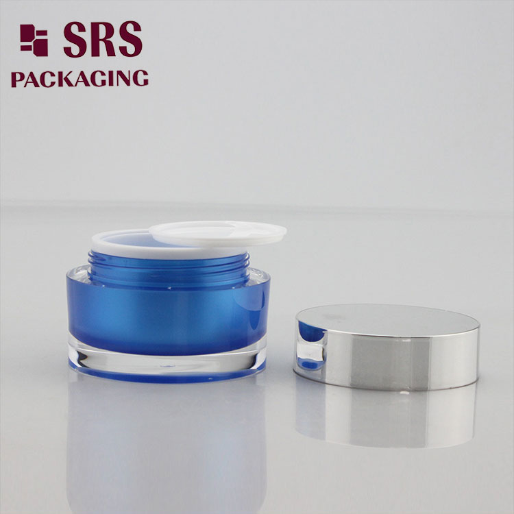 J023 SRS Luxury Acrylic Round Shape Blue Color 30g Cream Jar