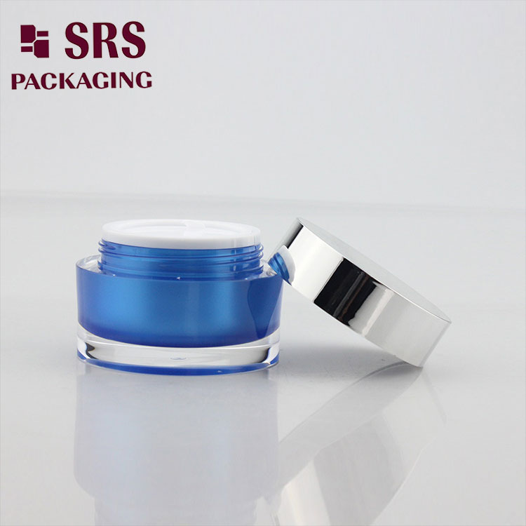 J023 SRS Luxury Acrylic Round Shape Blue Color 30g Cream Jar