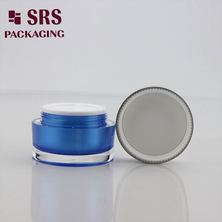 J023 SRS Luxury Acrylic Round Shape Blue Color 30g Cream Jar