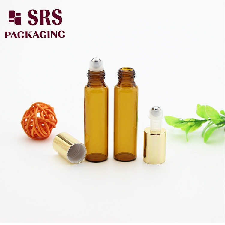 5ml Perfume Oil Bottle Amber Glass Roll on Cosmetic Vial