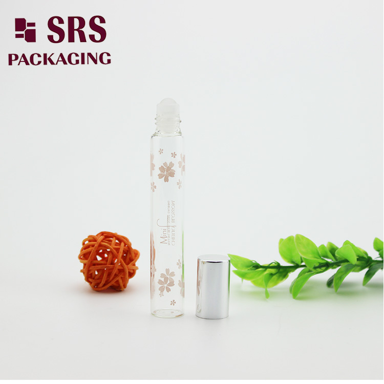 Silk Screen Printing 10ml Transparency Glass Perfume Roll on Bottle