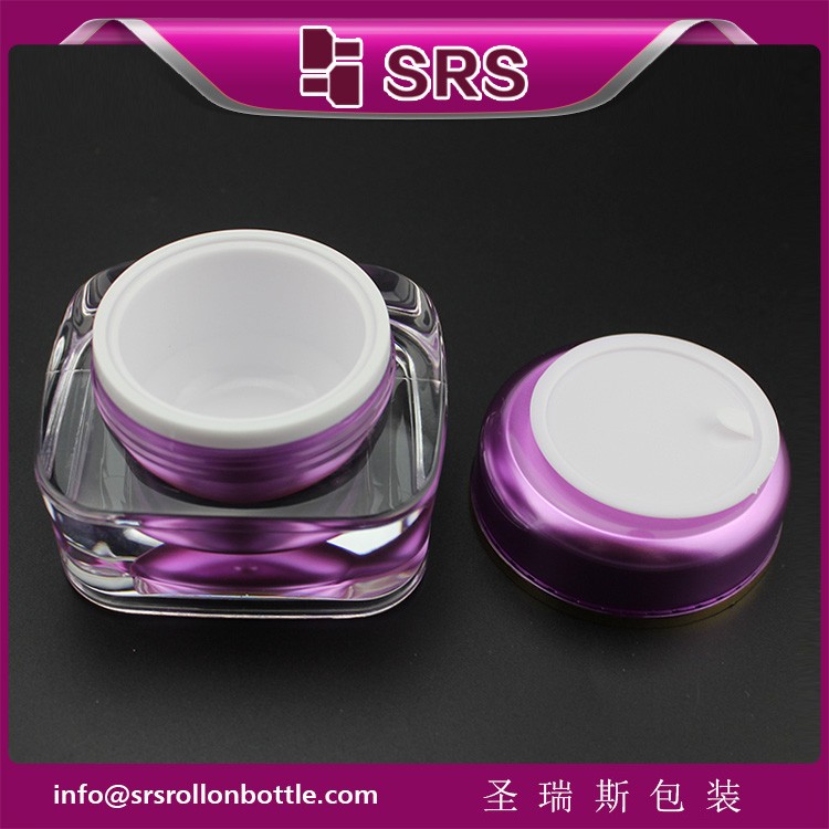 J051 Empty square cosmetic acrylic jars 50g with round cap