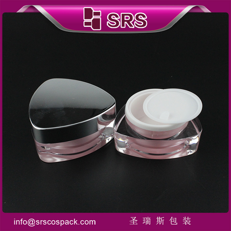 J080 empty pink triangle 10ml luxury acrylic lip balm jar