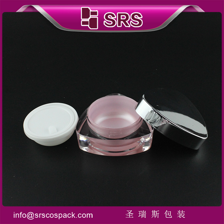 J080 empty pink triangle 10ml luxury acrylic lip balm jar
