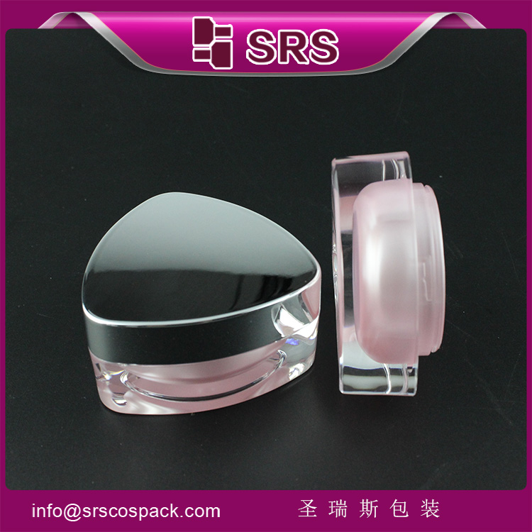 J080 empty pink triangle 10ml luxury acrylic lip balm jar