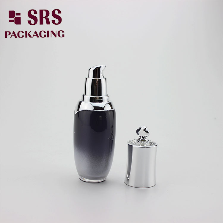 L201 Crown Acrylic Luxury 30ml Black Bottle for Facial Serum