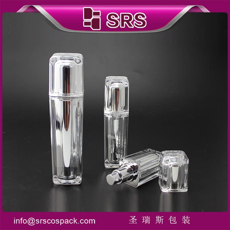 L054 metalized 15ml 30ml plastic square acrylic packaging cosmetic