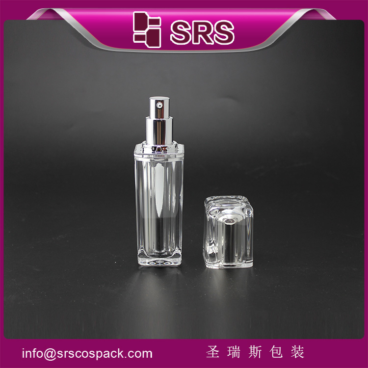 L054 metalized 15ml 30ml plastic square acrylic packaging cosmetic
