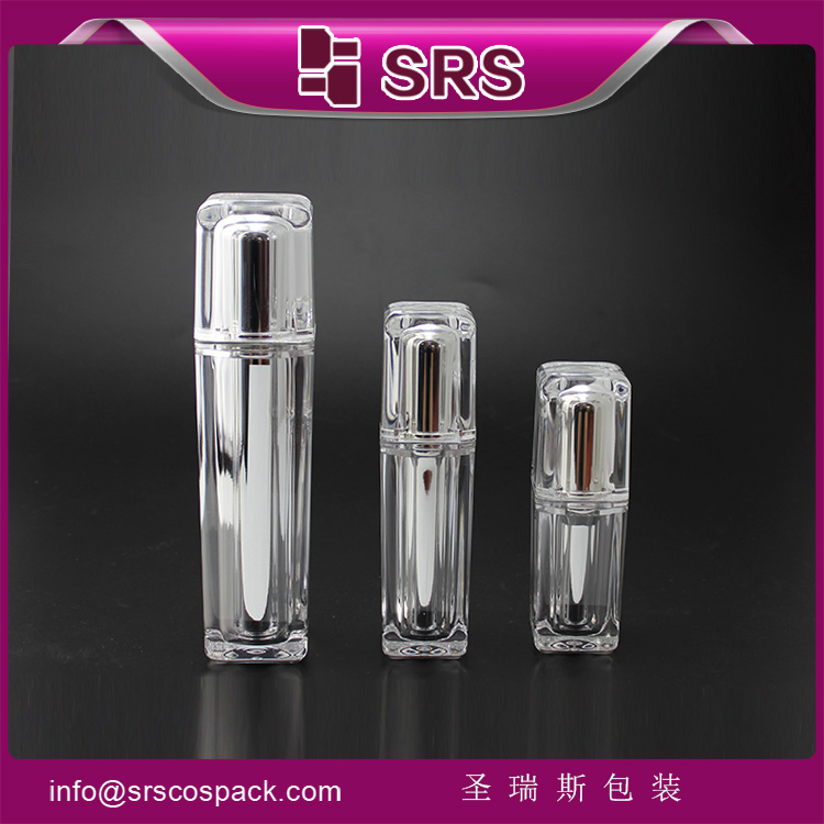 L054 metalized 15ml 30ml plastic square acrylic packaging cosmetic