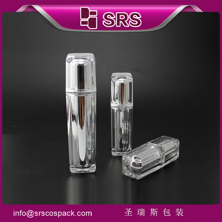 L054 metalized 15ml 30ml plastic square acrylic packaging cosmetic