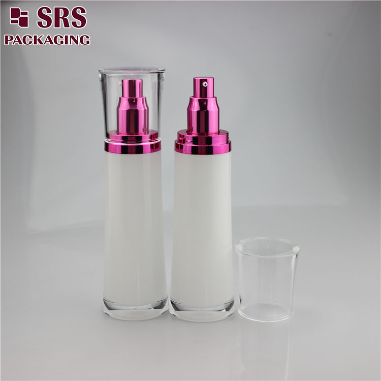 L094 White 100ml Plastic Empty Acrylic Bottle with Metalized Pump