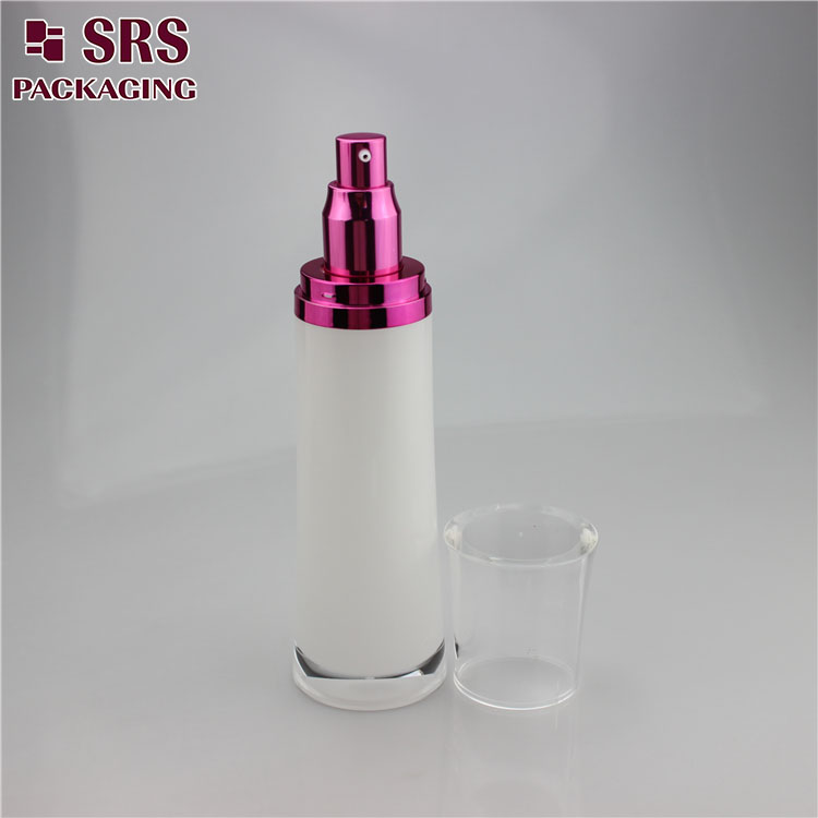 L094 White 100ml Plastic Empty Acrylic Bottle with Metalized Pump