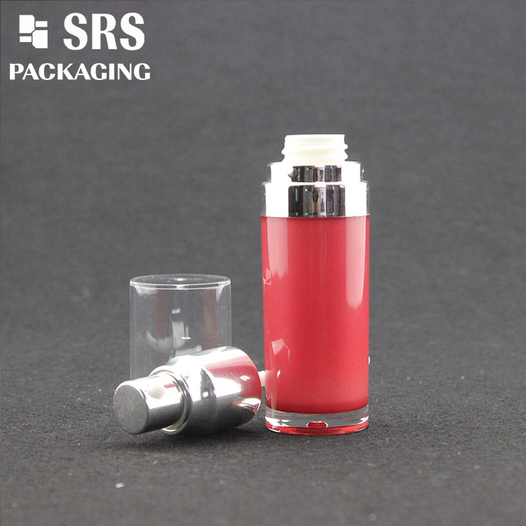 L023 SRS Cosmetic Round Shape Red Color 30ml Acrylic Serum Bottle