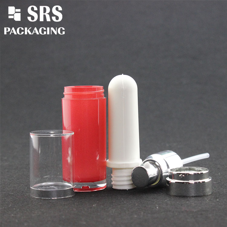 L023 SRS Cosmetic Round Shape Red Color 30ml Acrylic Serum Bottle