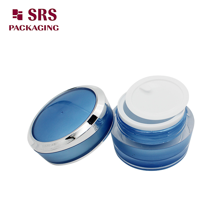 J031 SRS Acrylic Face Cream Blue Color Cosmetic Jar 30g