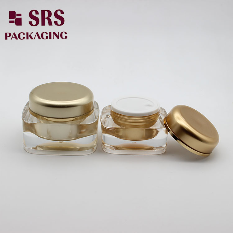 Custom 5g 10g Square Cosmetic Nail Gel Jar with Golden Lid
