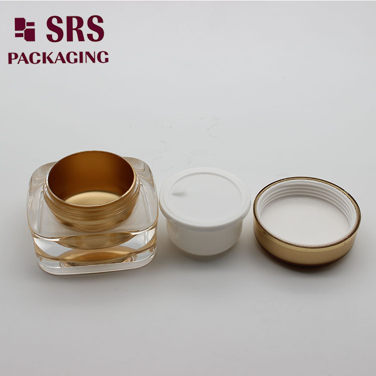 Custom 5g 10g Square Cosmetic Nail Gel Jar with Golden Lid