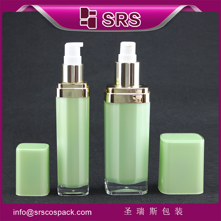 L051 30ml 60ml Green Square Acrylic Empty Luxury Lotion Plastic Bottle