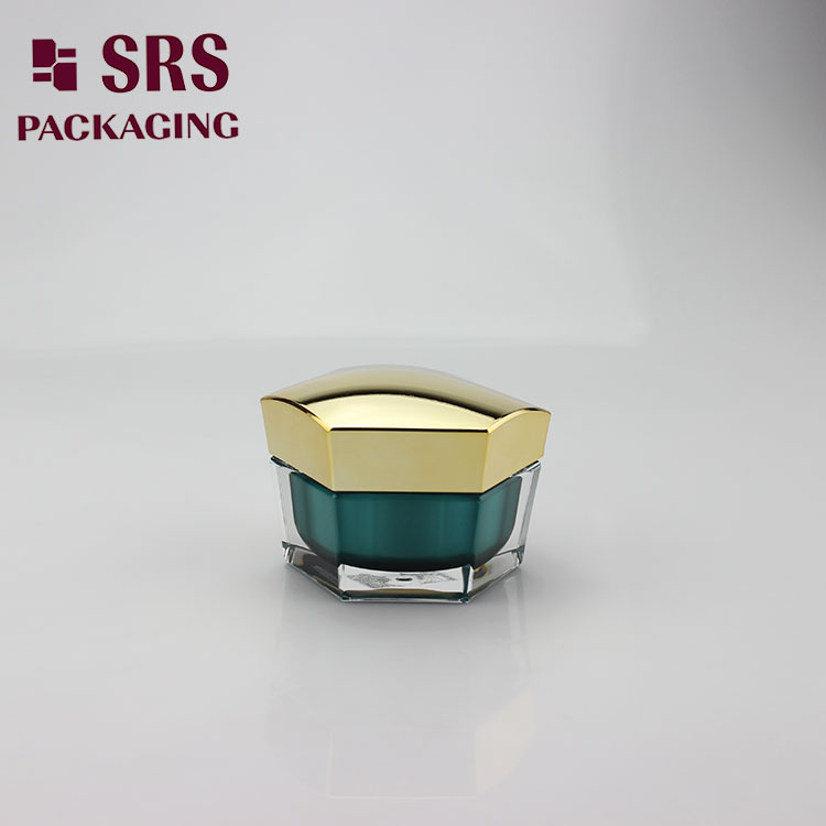 J601 Luxury Hexagon Cosmetic Container 30ml 50ml Acrylic Cream Jar