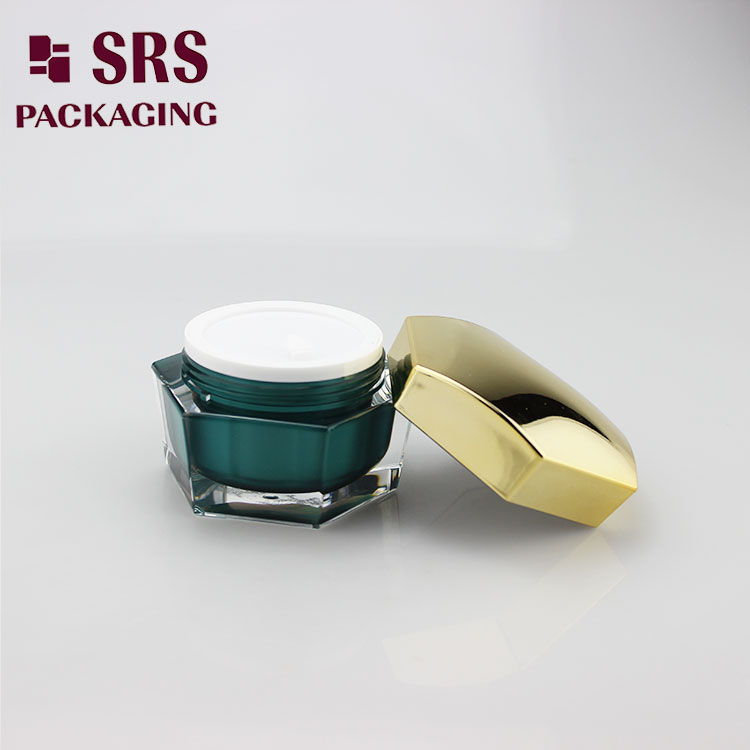 J601 Luxury Hexagon Cosmetic Container 30ml 50ml Acrylic Cream Jar