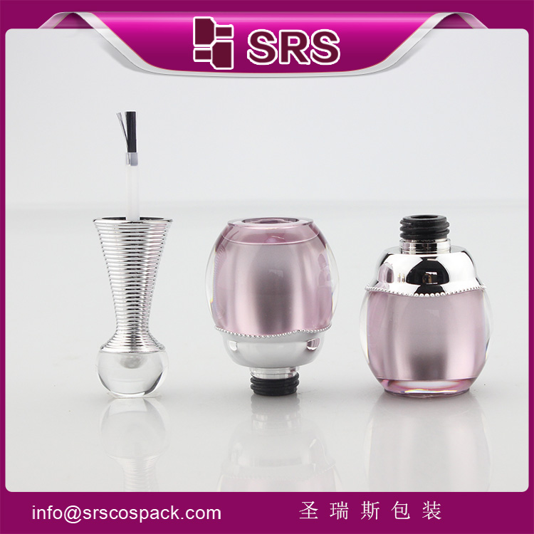 Luxury pink Acrylic Container 8ml Cosmetic nail bottle empty