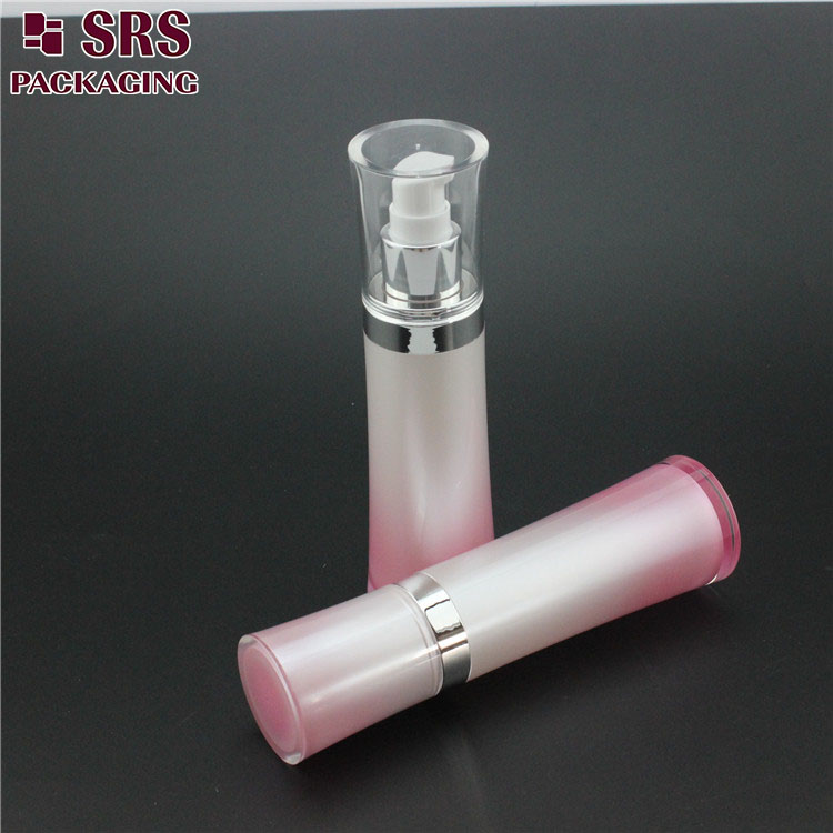 L094 Wholesale Pink Round Waist Plastic Empty Pump Bottle 50ml