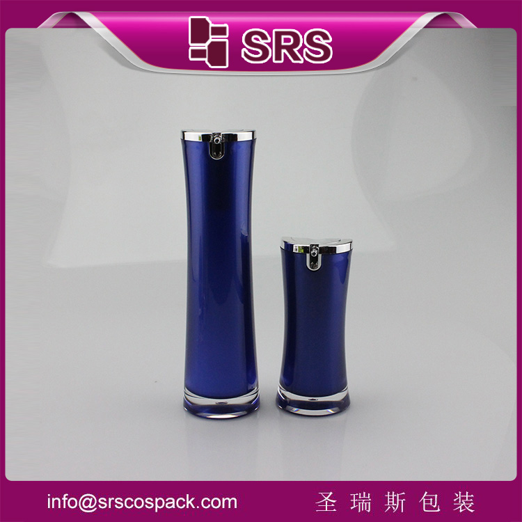 A093 Luxury Empty Lotion Pump blue Airless Acrylic Bottle 15ml 50ml