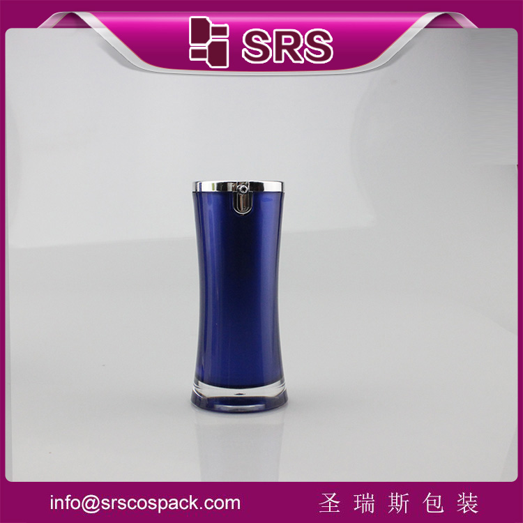 A093 Luxury Empty Lotion Pump blue Airless Acrylic Bottle 15ml 50ml