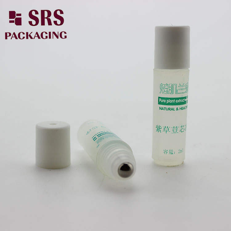 SRS Empty Cosmetic Mini Clear Frost Color 2ml Roll on Bottle