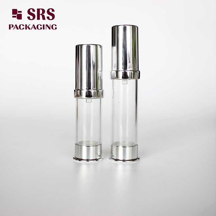 A0214B SRS Empty Mini Silver Color Plastic 5ml 10ml Airless Bottle