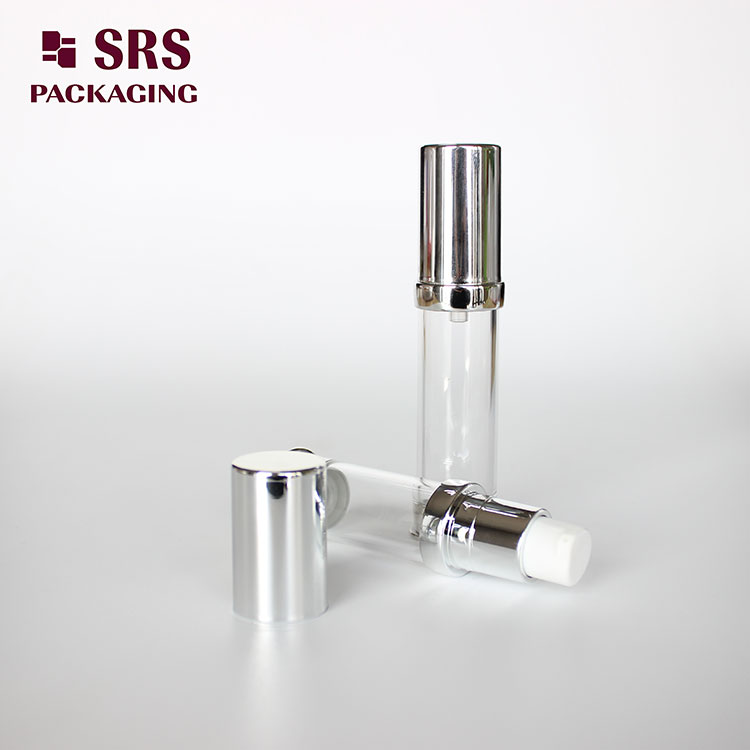 A0214B SRS Empty Mini Silver Color Plastic 5ml 10ml Airless Bottle