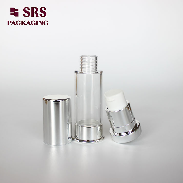 A0214B SRS Empty Mini Silver Color Plastic 5ml 10ml Airless Bottle