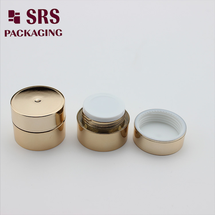 J021 metalized gold 5g small acrylic cream jar empty