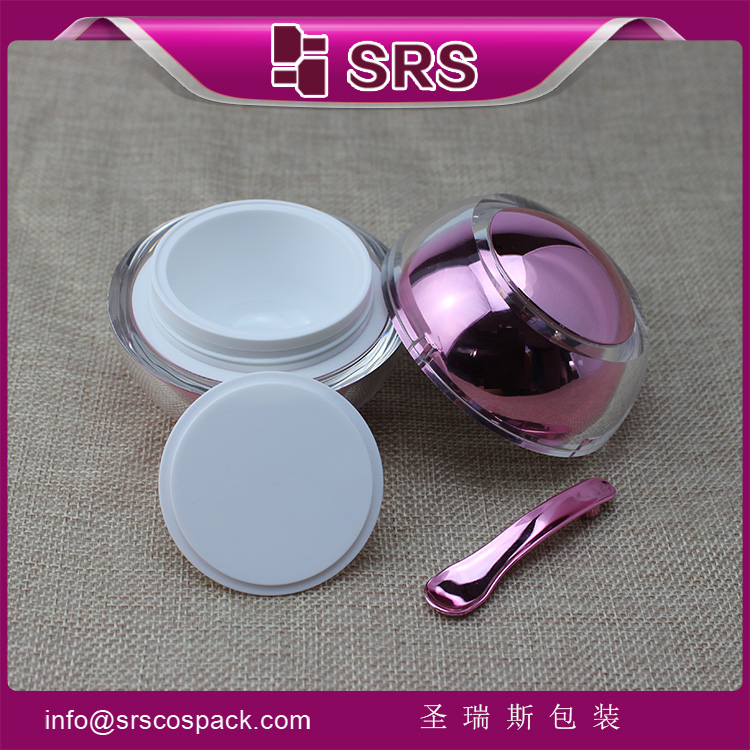 J016 acrylic cream jar with spoon