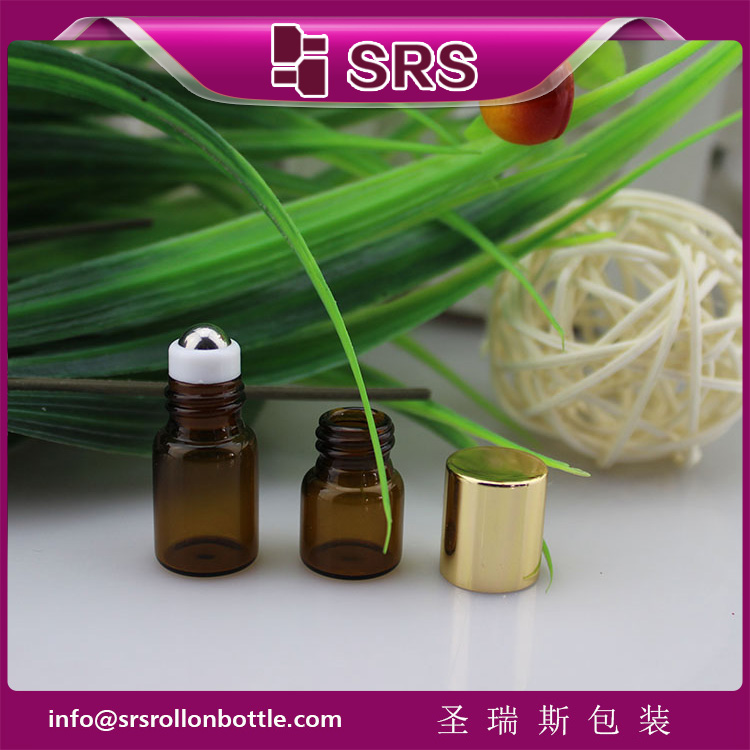 BLP-1ml 2ml small amber glass roller bottle 