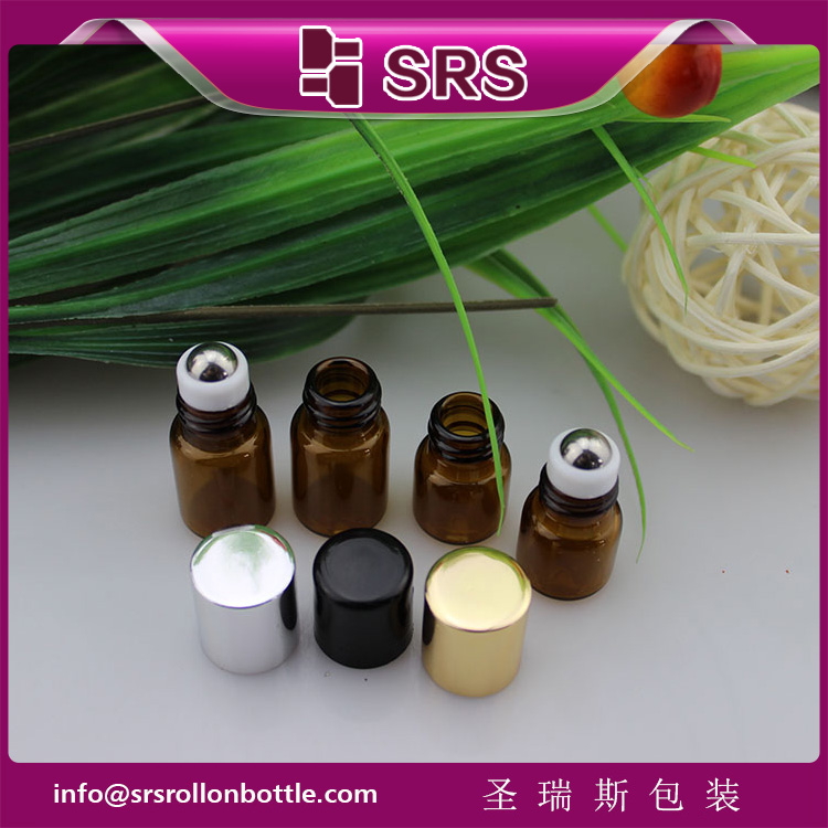 BLP-1ml 2ml small amber glass roller bottle 