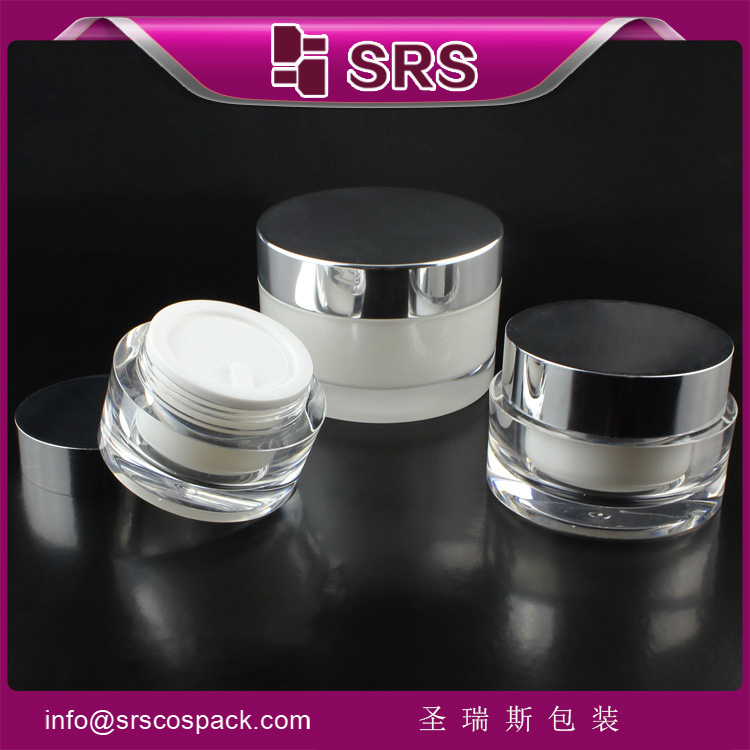 J023 SRS cosmetic empty 50ml 100ml acrylic jars for face cream