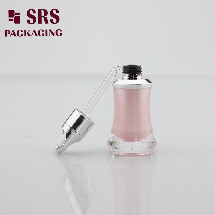 DB004 pink plastic double wall e liquid bottle with silver dropper