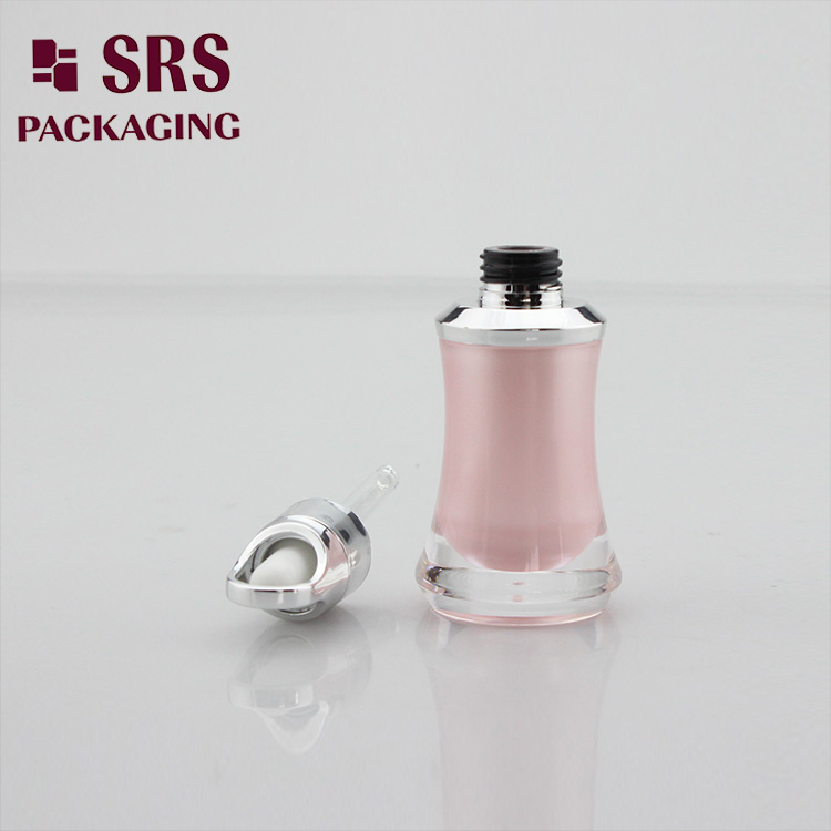 DB004 pink plastic double wall e liquid bottle with silver dropper