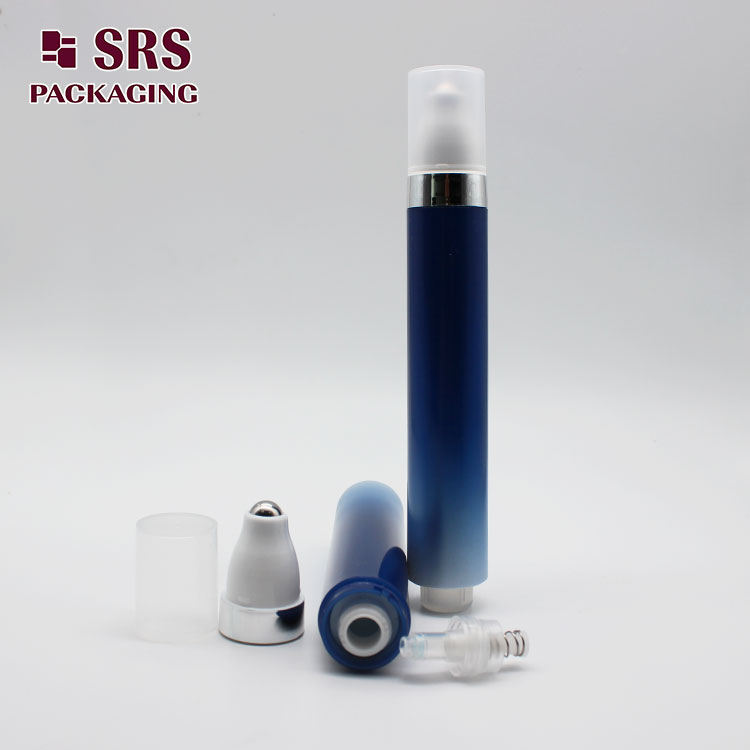 AY-15ML Cosmetic Empty Blue Color 15ml Airless Pump Bottle with roller