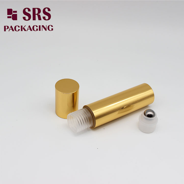 empty gold Aluminum Roll on Bottle 10ml Cosmetic Container