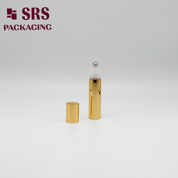 empty gold Aluminum Roll on Bottle 10ml Cosmetic Container