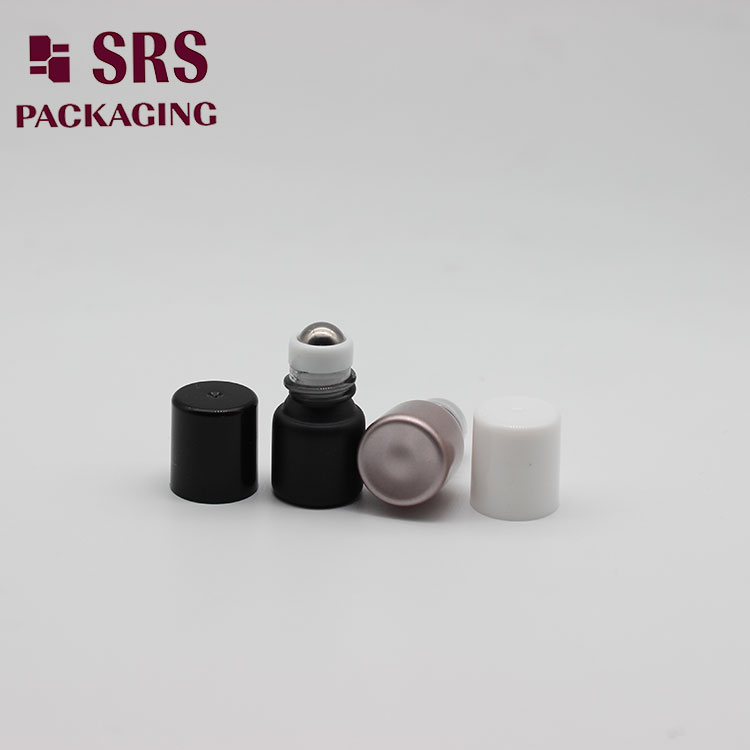 Empty Cosmetic Balck sample Mini 1ml Glass Bottle Roller Ball