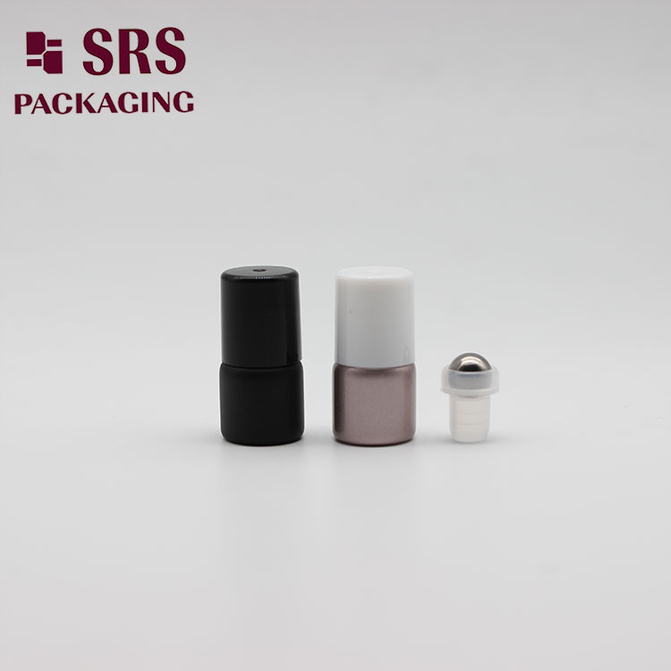 Empty Cosmetic Balck sample Mini 1ml Glass Bottle Roller Ball