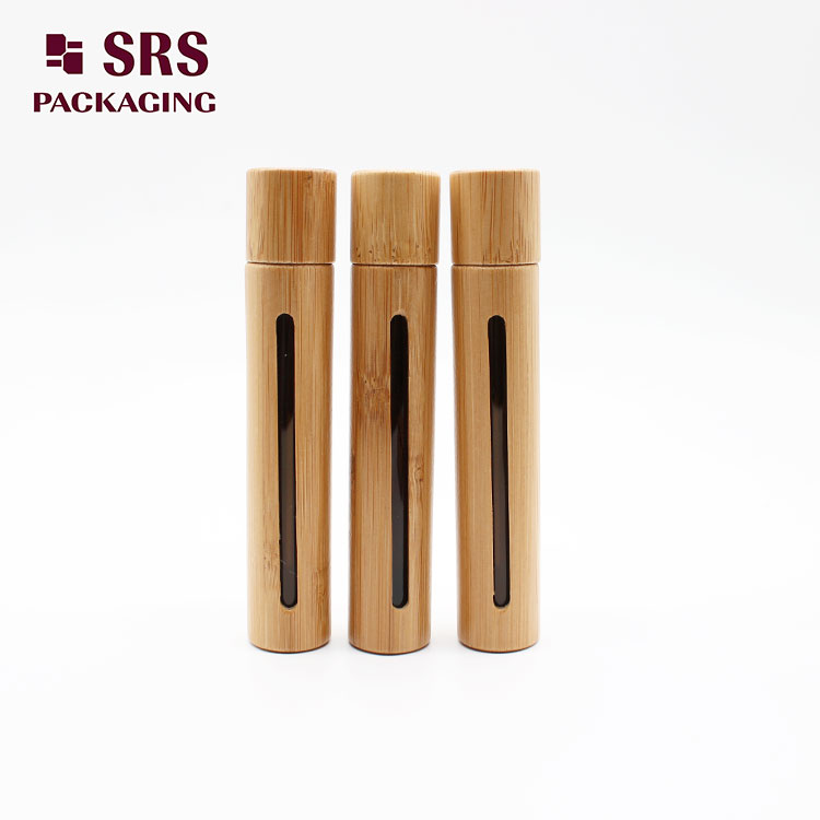 Empty 8ml Roll on Bamboo Cosmetic Glass Bottle with lid