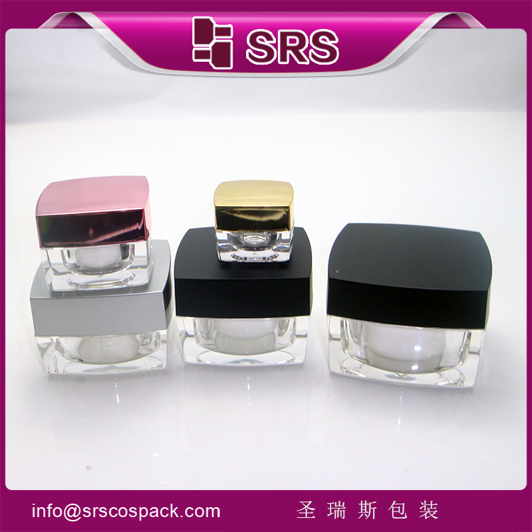 J050 acrylic Square jar cosmetic container packaging for free samples